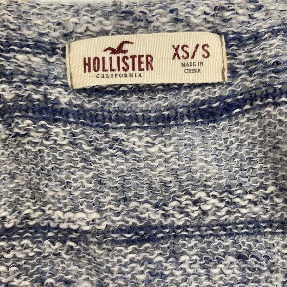 Hollister Striped Waterfall Cardigan Open Knit Lightweight Denim Blue Sz XS / S - Picture 8 of 11